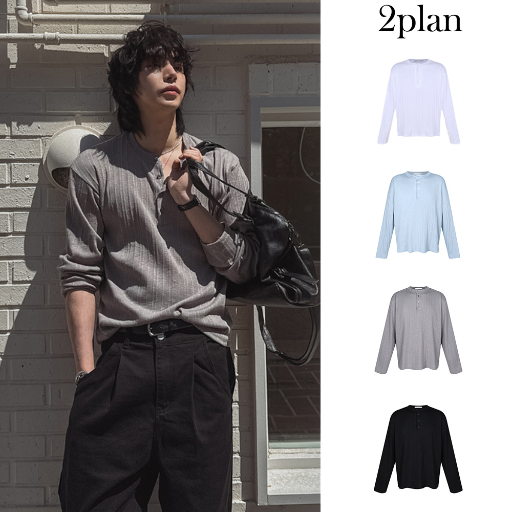 【2plan】Kuro henry-neck long sleeves