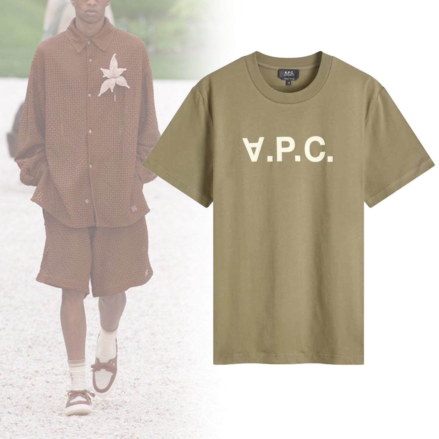 ◆A.P.C◆ VPCロゴTシャツ ミリタリーカーキ コットン
