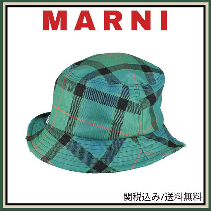 【関税 送料無料】MARNI コットン&リネン チェック柄 帽子 SALE] MARNI マルニ ロゴ刺繍 キャップ CLZC0108S0 UTC311 帽子