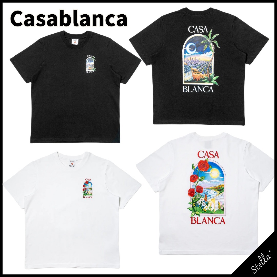 注目■Casablanca■大人気 プリントTシャツ 2色 国内発 すぐ届く