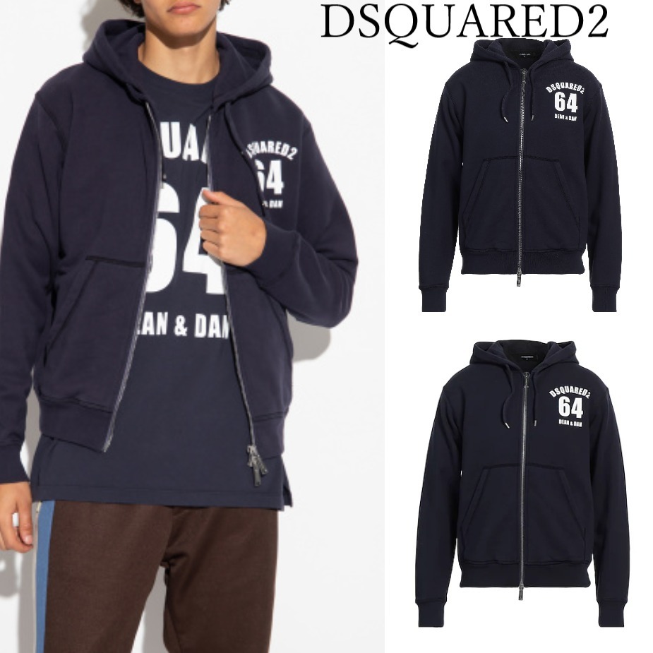 関税込 DSQUARED2 ディースクエアード ジップ ロゴ パーカー
