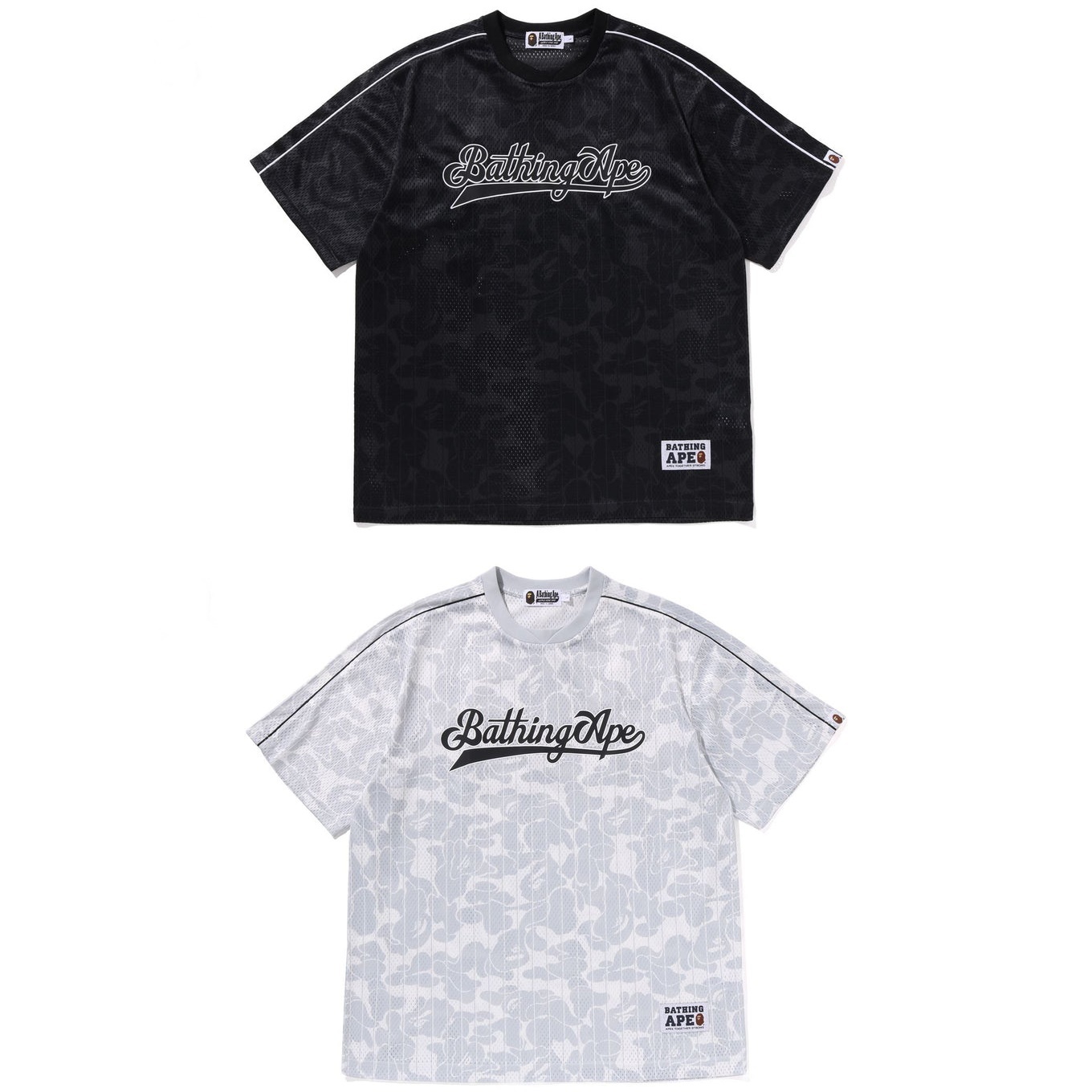 【A BATHING APE】2色展開 CAMO STRIPE BASEBALL LOGO FIT TEE