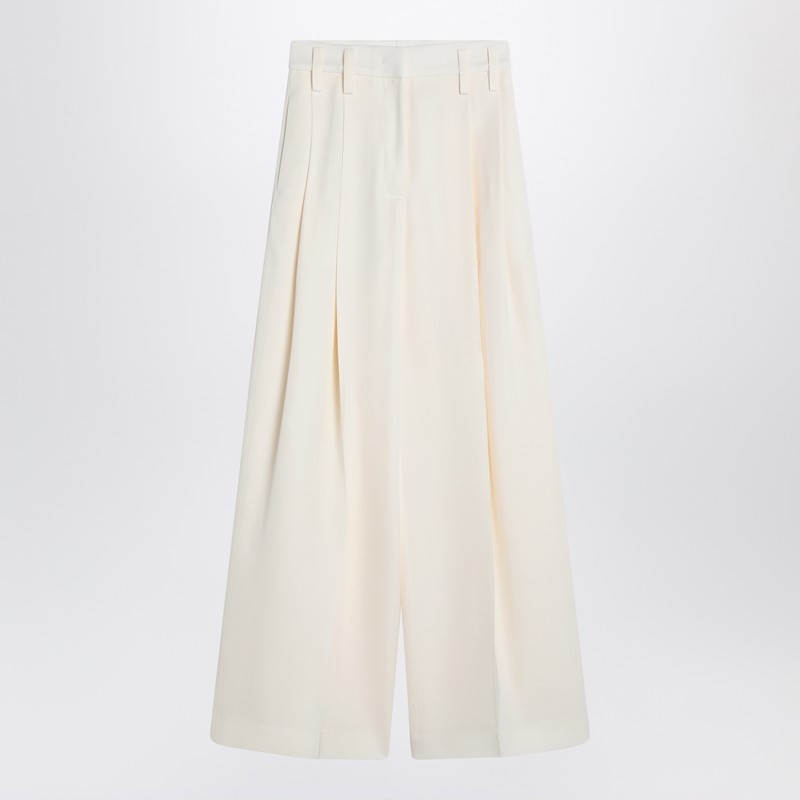 ボトムスその他 Jil Sander Wide cream trousers in silk blend