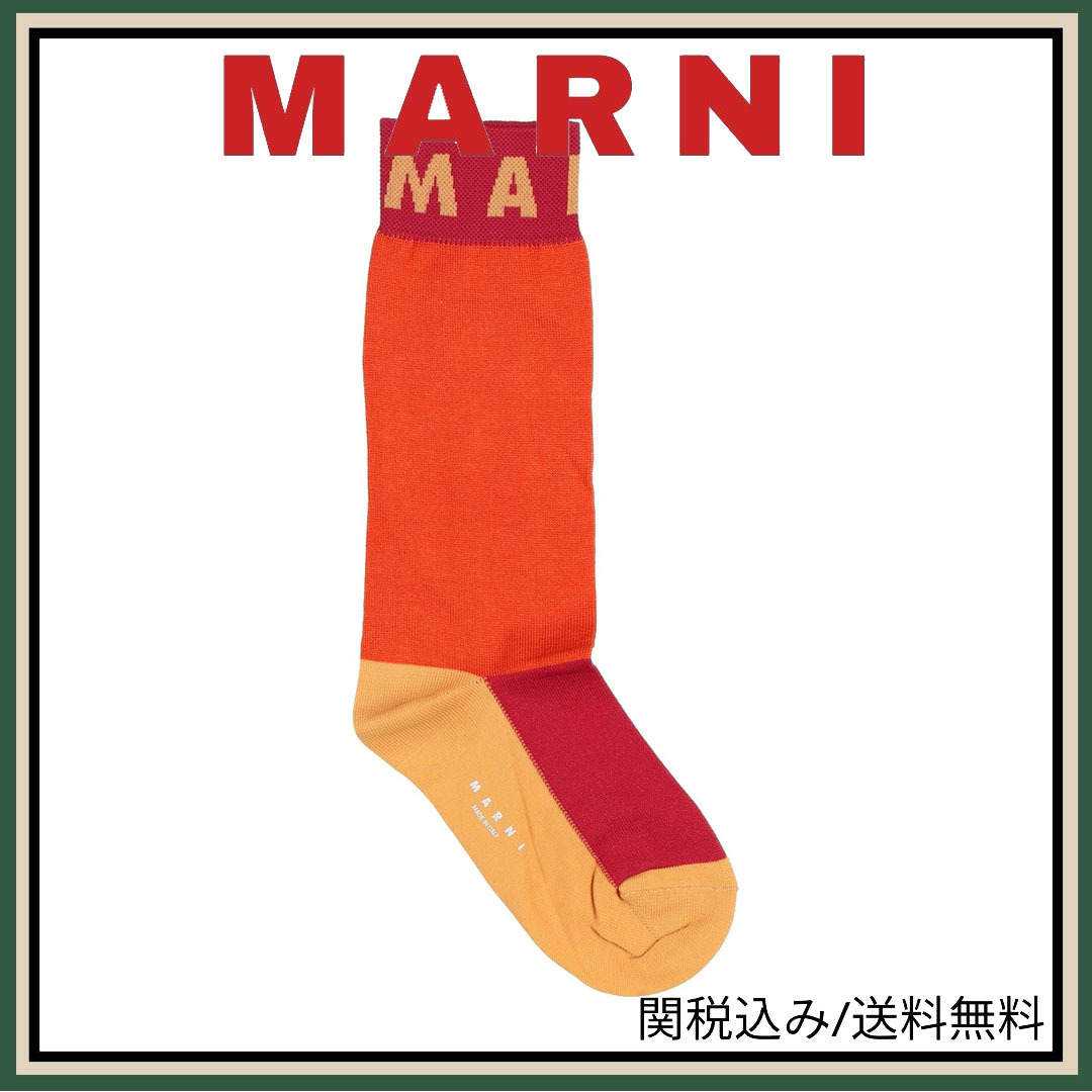 【MARNI】関税込み 送料無料 ソックス 靴下 バイカラー ロゴ