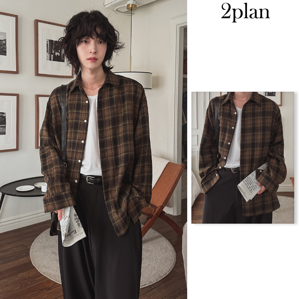 【2plan】Elubin Over Check Shirt