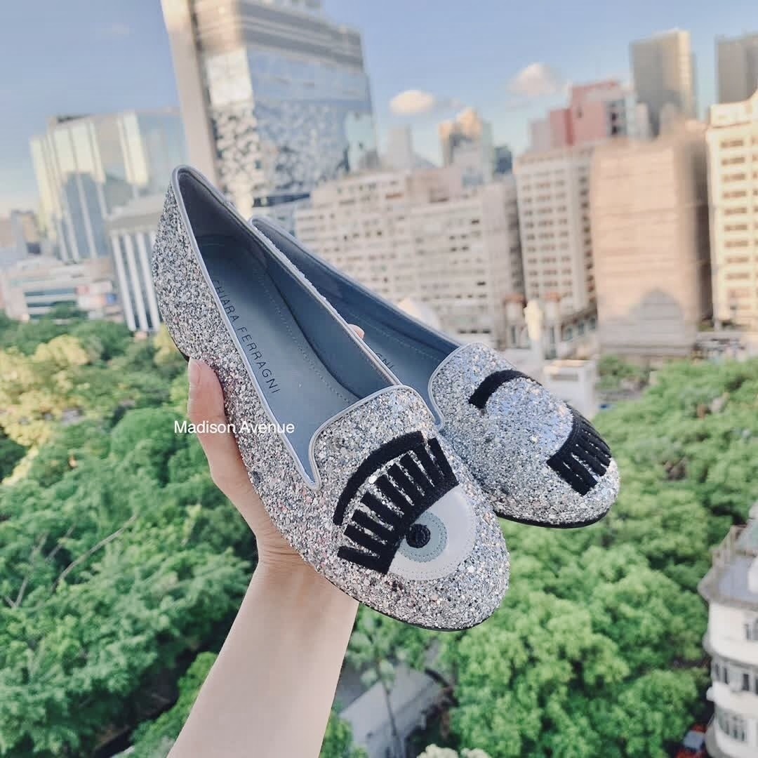 CHIARA FERRAGNI - Flirting Eye グリッター フラットシューズ