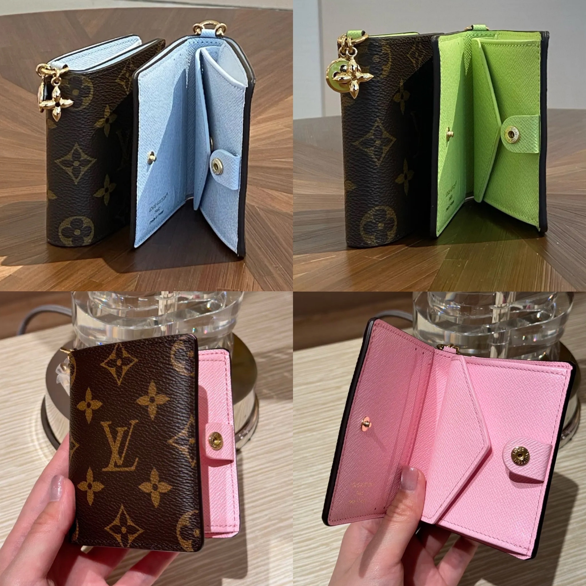 内側春カラー満載 Louis Vuitton ポケットウォレット チャーム