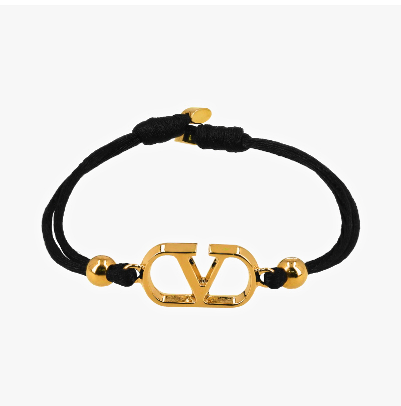 《VALENTINO》 ガラバニ V ロゴ コットンブレスレット