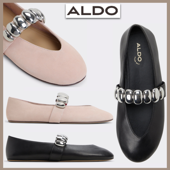 【ALDO】本皮レザー★スエード★輝くメタル★バレリーナシューズ