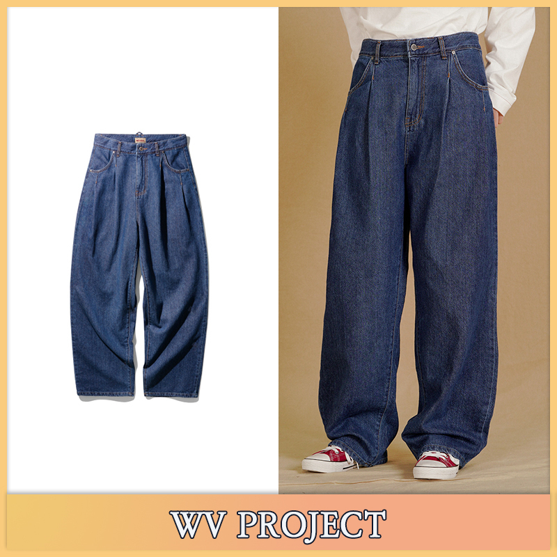 【WV PROJECT】★男女兼用★ツインピンタックワイドデニムパンツ