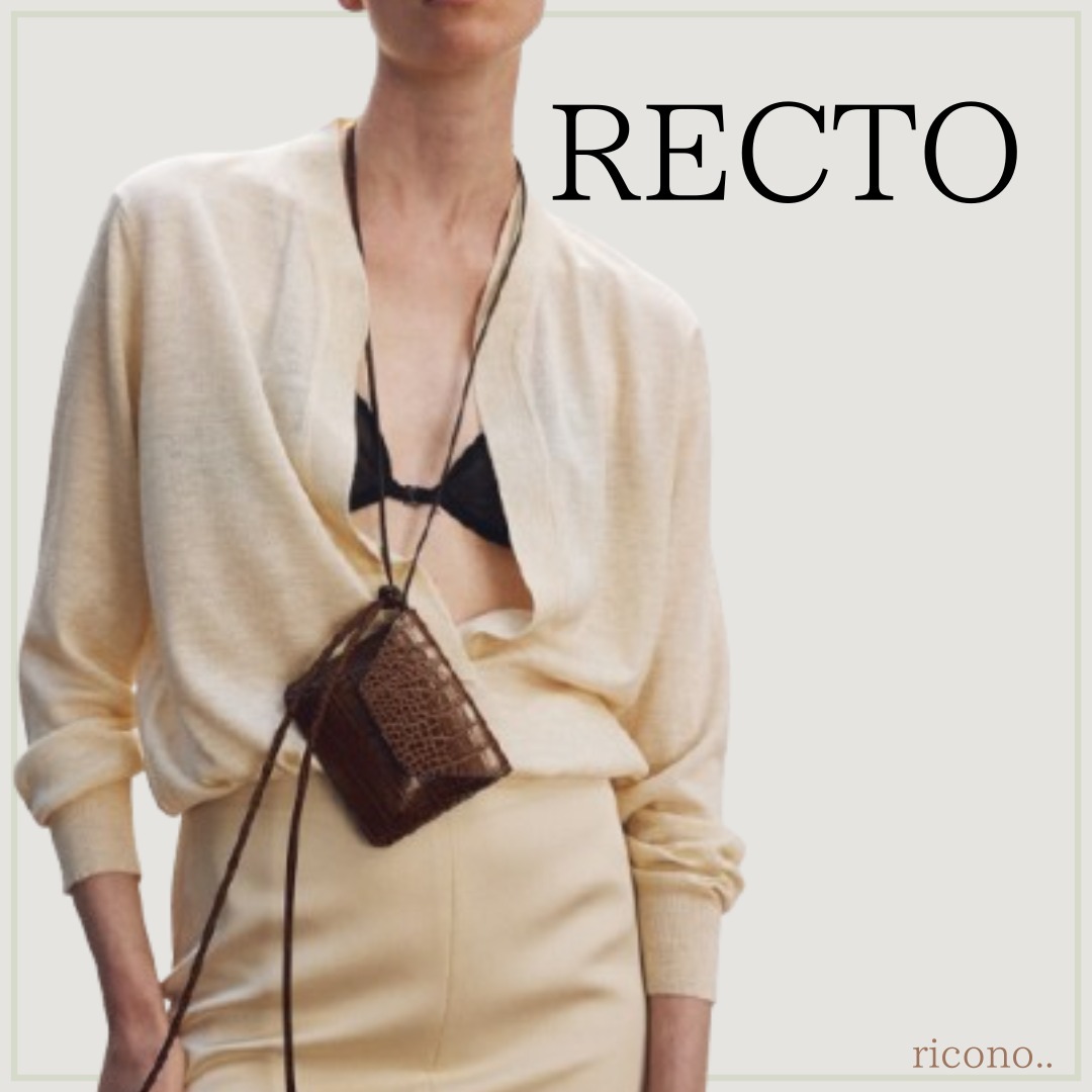 関税なし【RECTO】ディープヘンリーネック シアーニットトップ