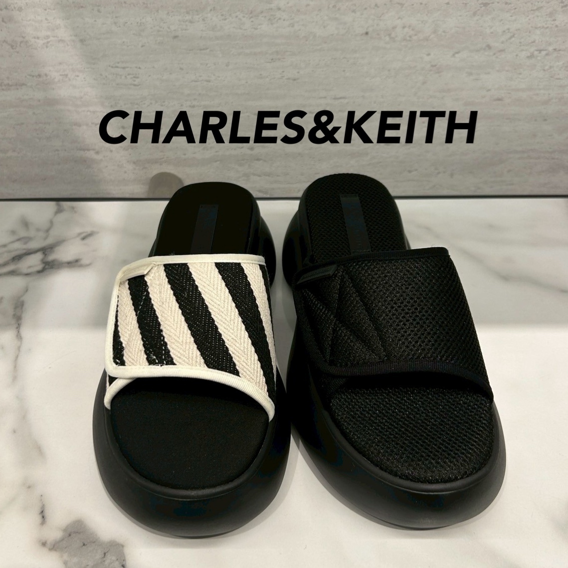 CHARLES&KEITH Mesh Platform Sporty Slide Sandals /送料込