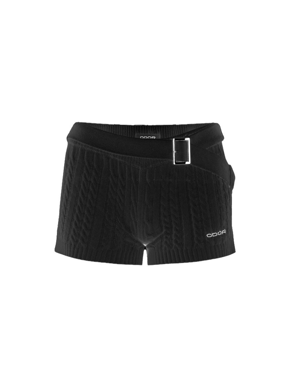 【ODOR】 Twis knit shorts in black