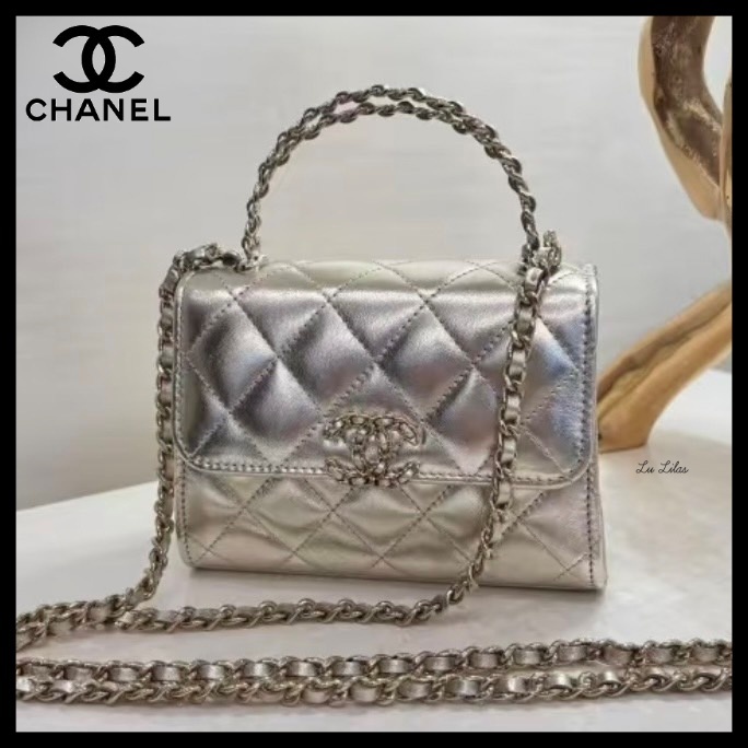 【上品シルバー☆】CHANEL チェーン付き クラッチバッグ