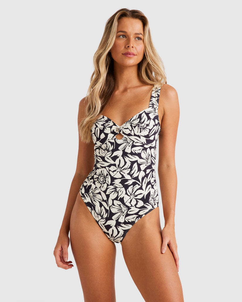 BILLABONG ビラボン ワンピース 水着 黒 ブラック 白 花柄
