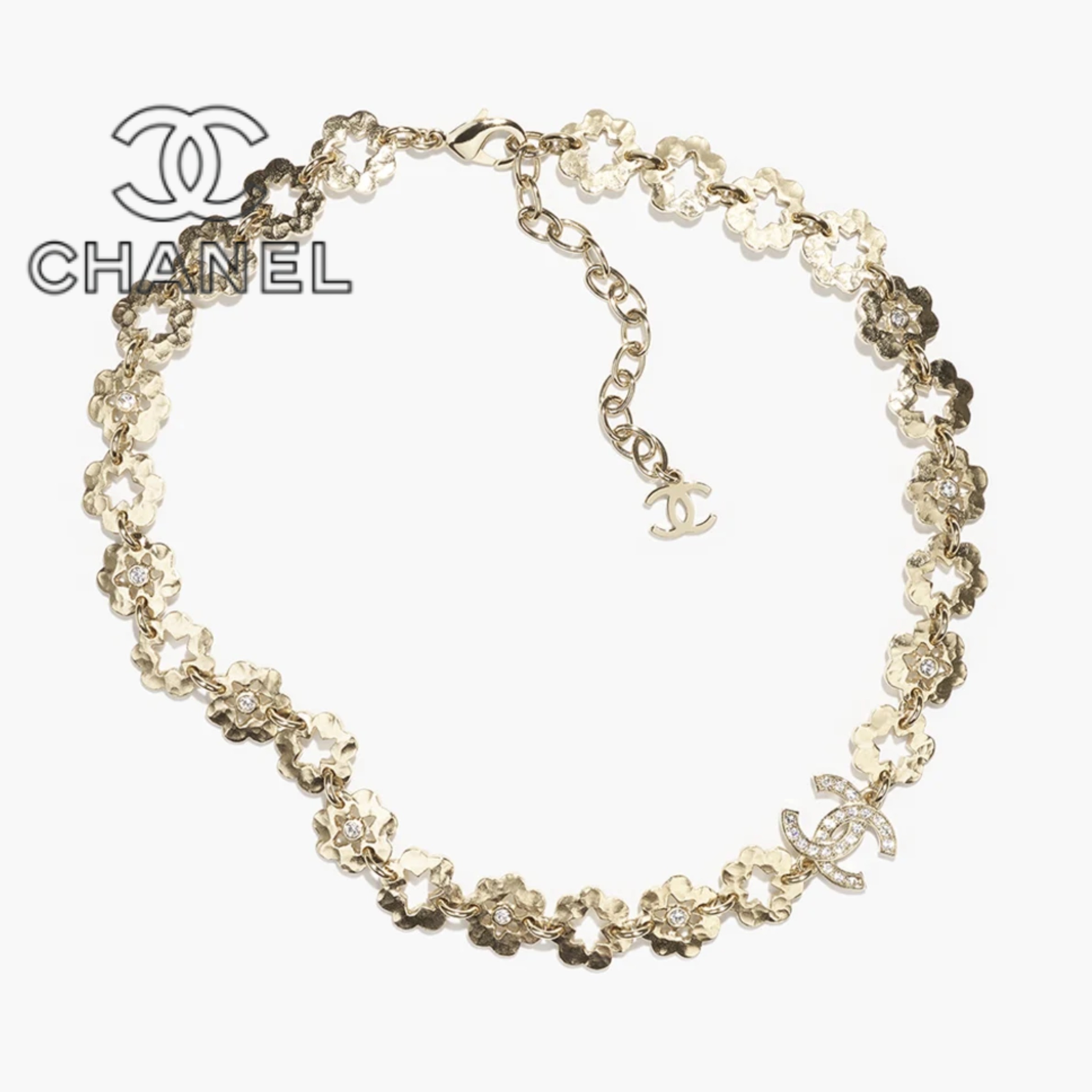 《ゴージャス》CHANEL ネックレス メタル＆ストラス ゴールド