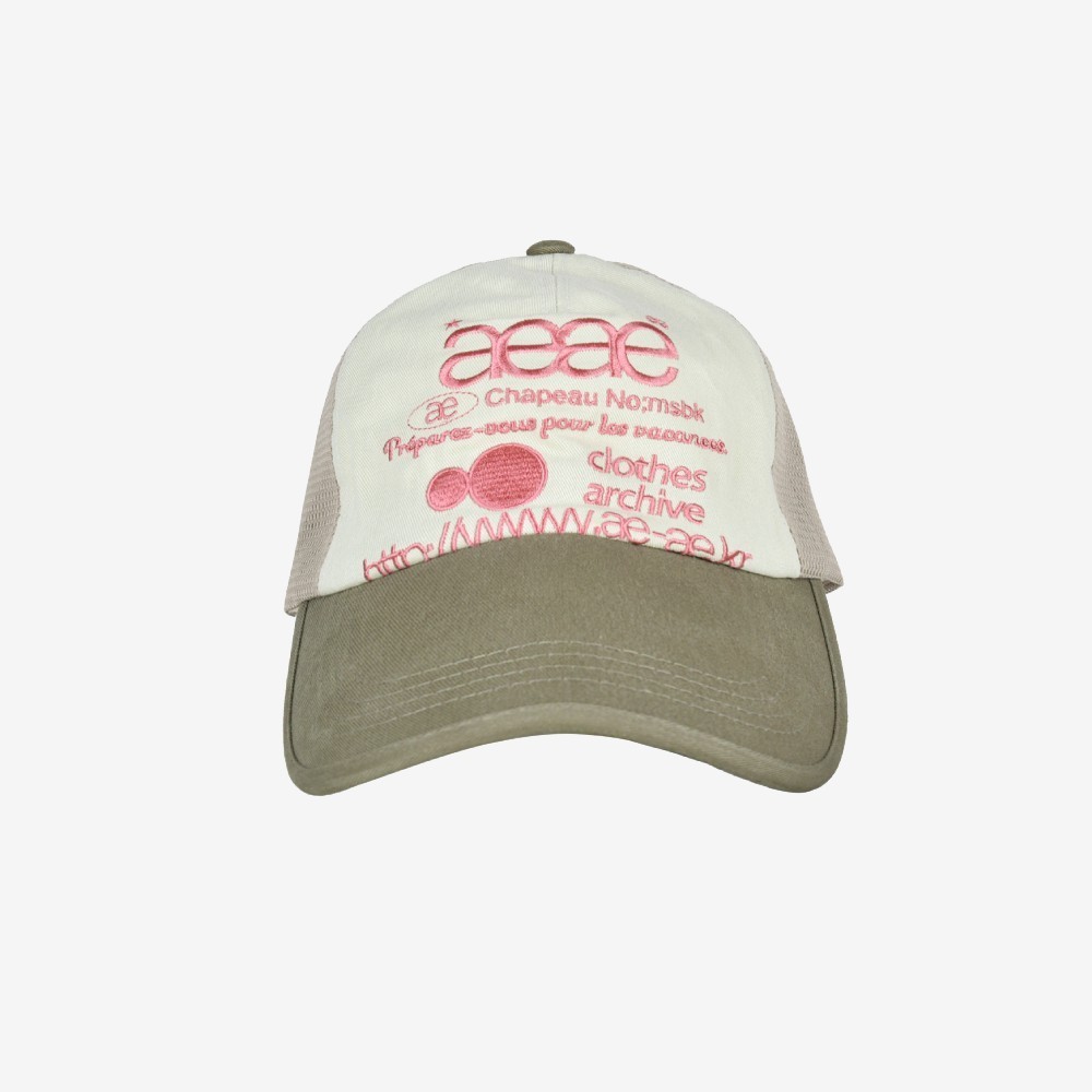 ★AEAE★ WEB LOGO MESH CAP [OLIVE/BEIGE]