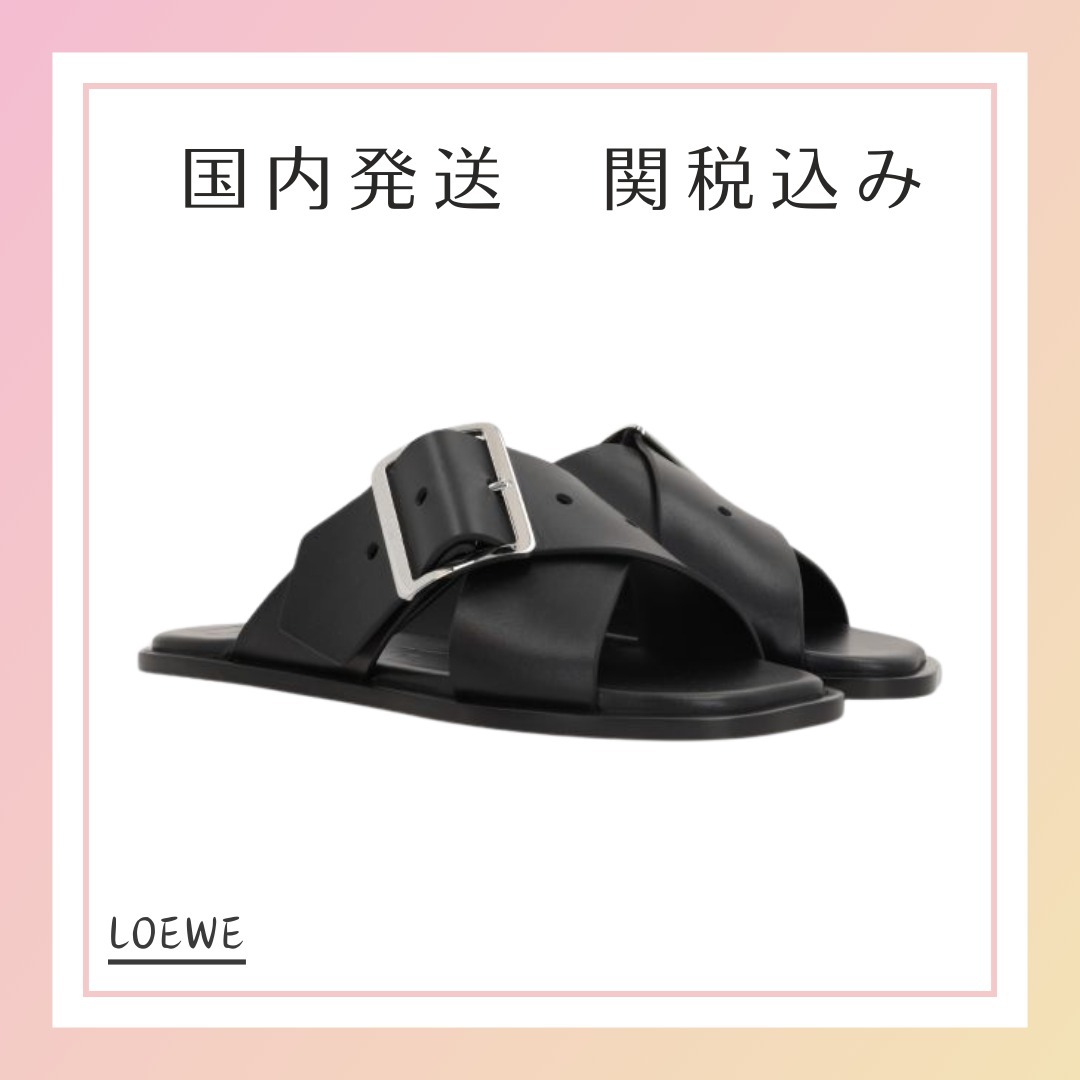サンダル・ミュール LOEWE Petal Belt smooth leather flat sandals