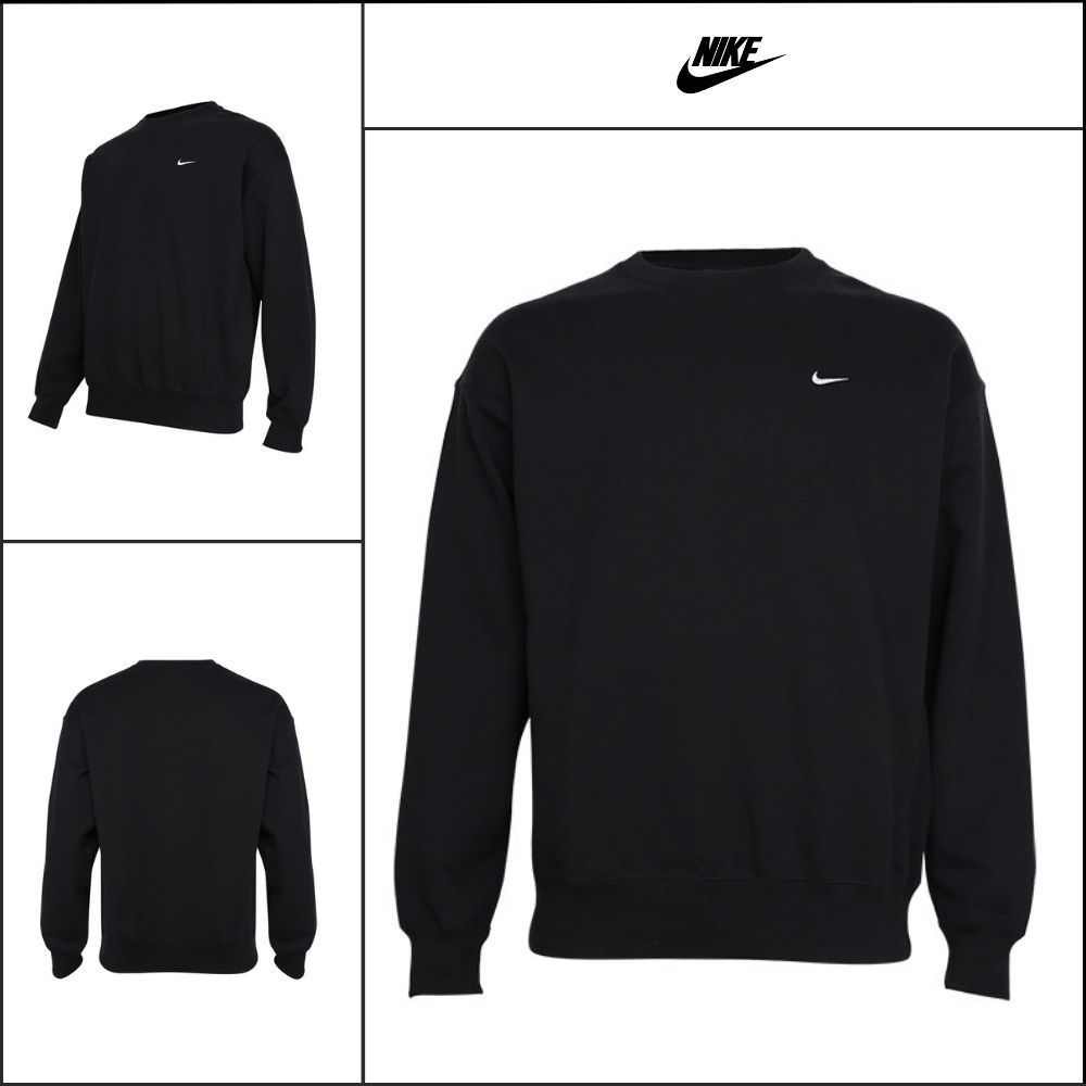 【Nike】Solo Swoosh French Terry Crew Sweatshirt Black