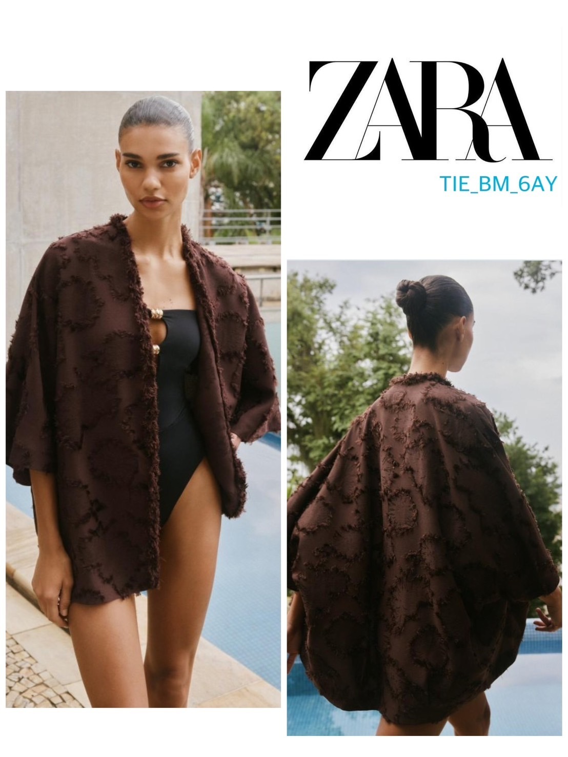 スペイン発送 ZARA テクスチャードファブリック着物ジャケット