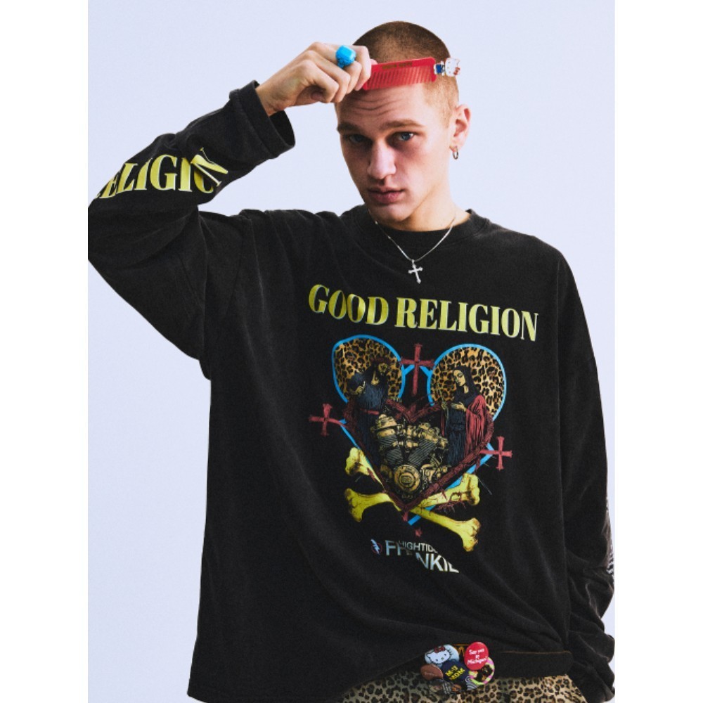 Tシャツ・カットソー HIGH TIDE FRANKIE GOOD RELIGION LONG SLEEVE BLACK
