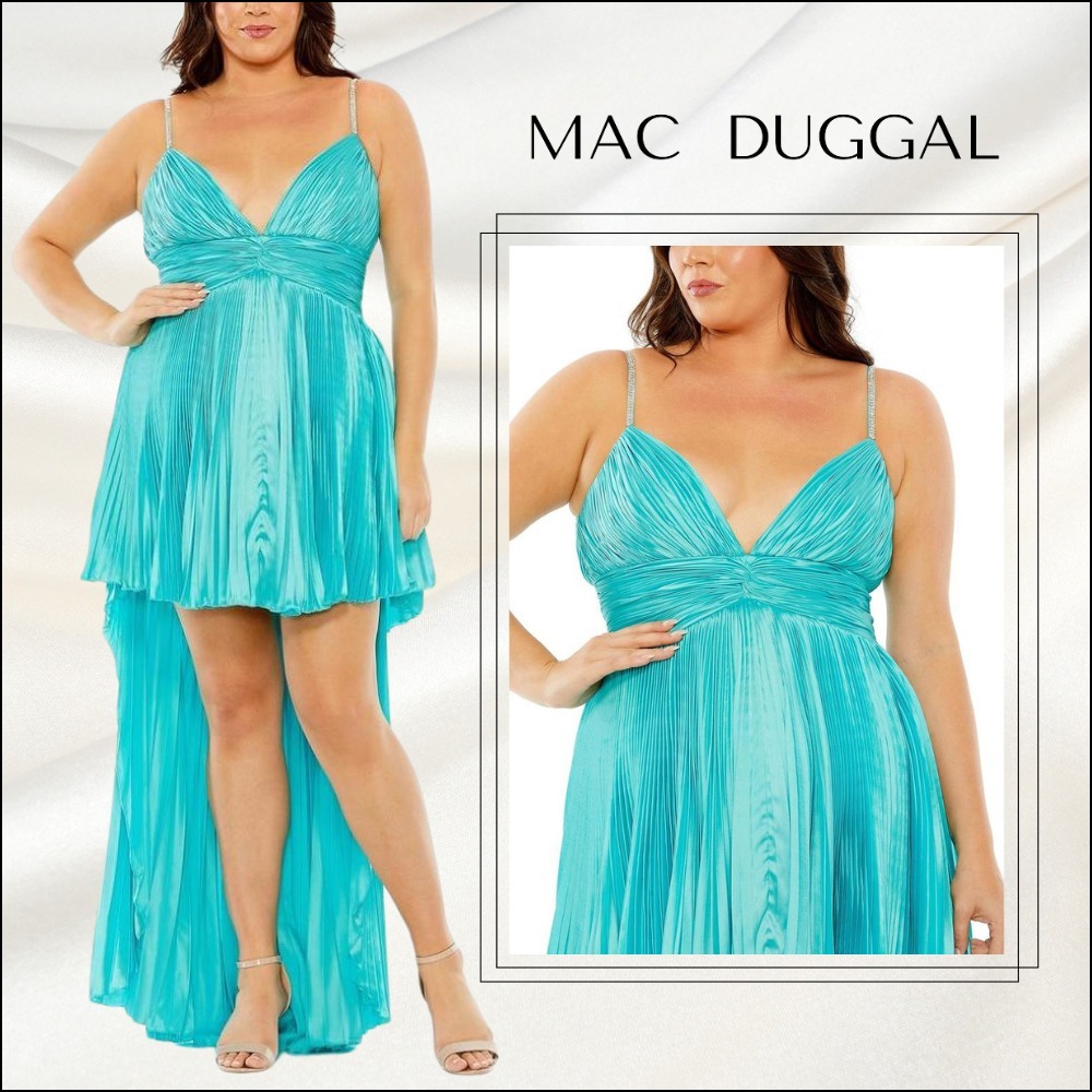 関税送料込【MAC DUGGAL】ロングワンピース キャミ ライトブルー