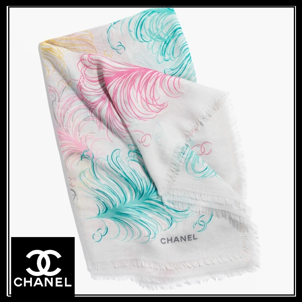 ＊鮮やかなカラー♪＊【CHANEL】ストール カシミヤ ホワイト