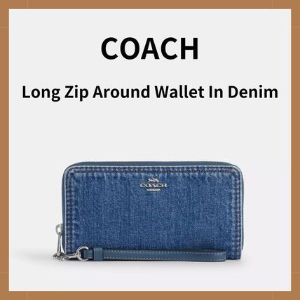 COACH】Long Zip Around Wallet In Denim☆デニム素材 (Coach/長