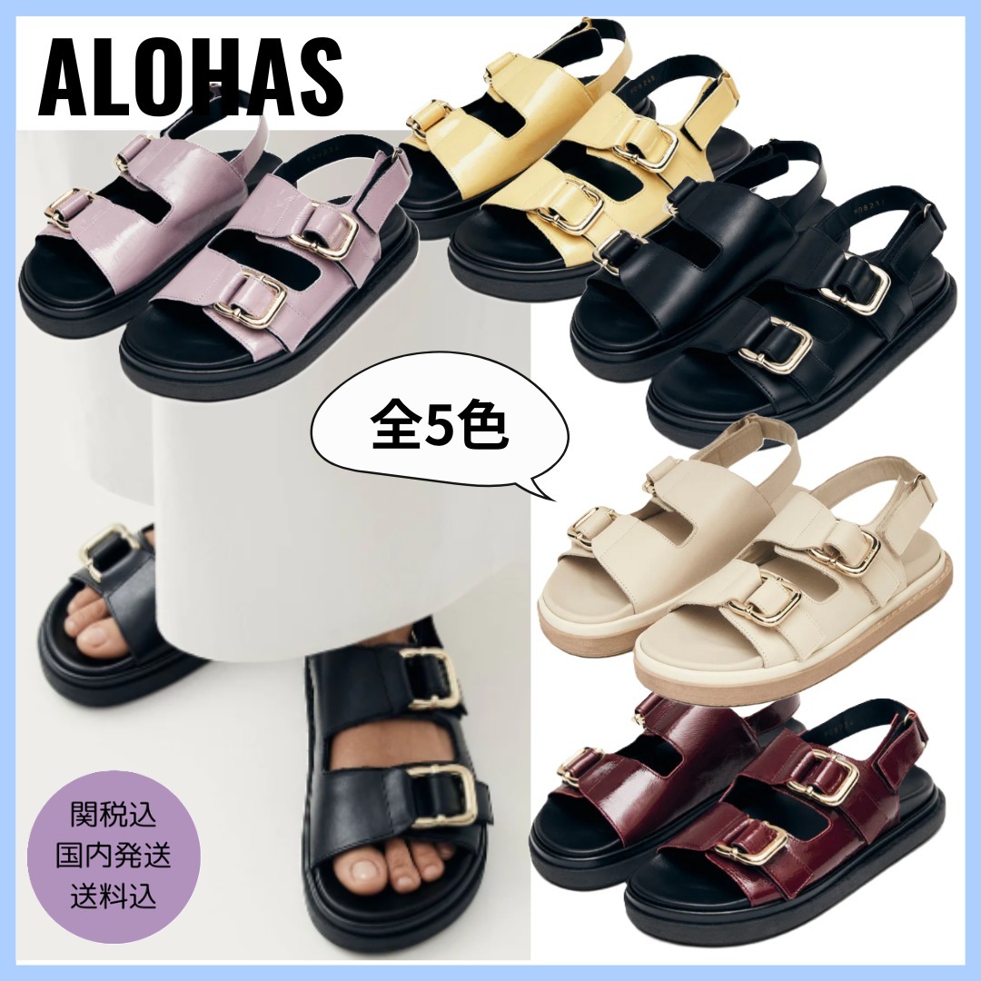 【ALOHAS】HARPER ベルクロストラップ レザーサンダル 関送込