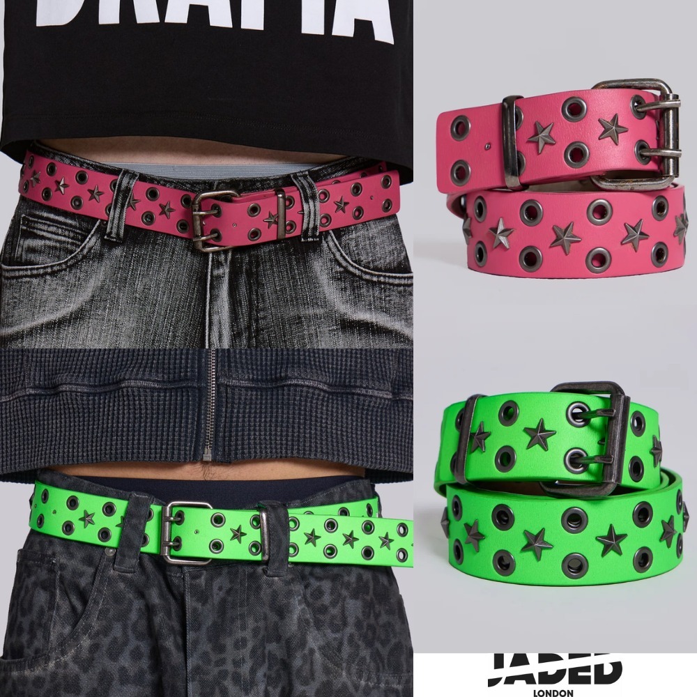 JADEDLONDON レザー レトロ スタッズ Belt ベルト バックル 星
