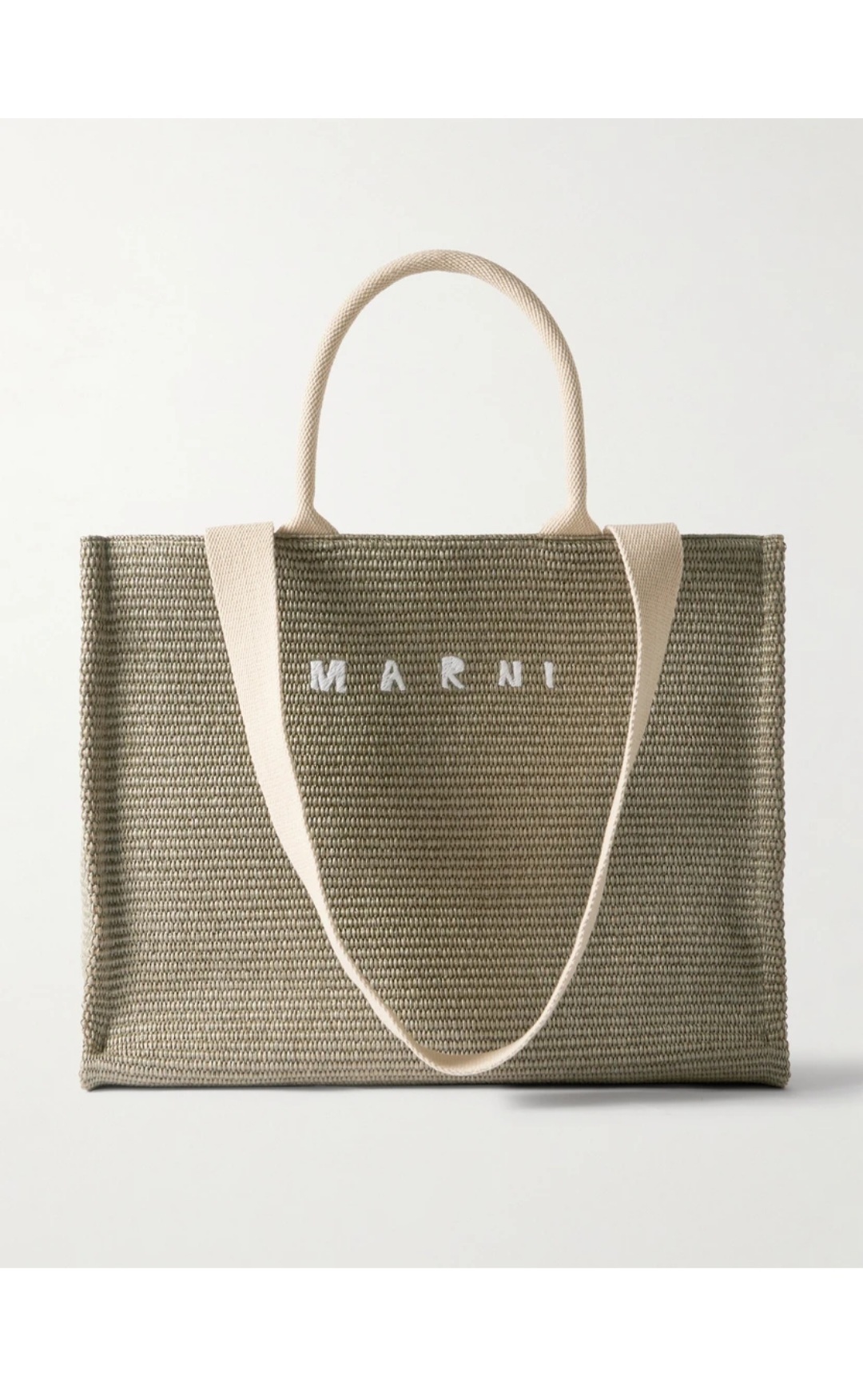 MARNI編み込みラフィアキャンパストリムトートバッグ