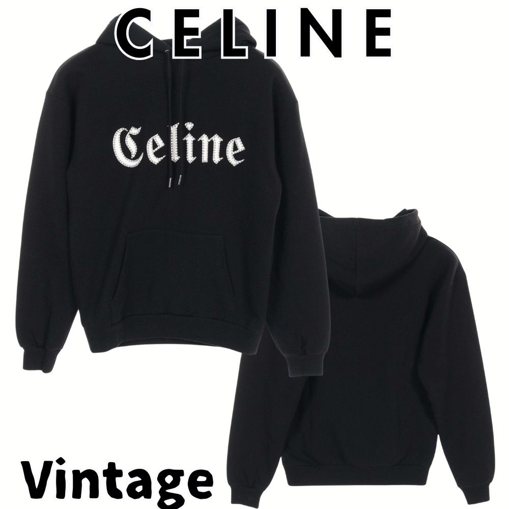 【ヴィンテージ】Rank:A☆Celine S BLACK ロゴ フーディ