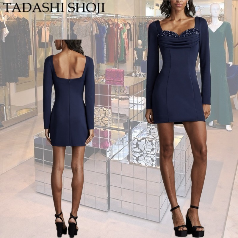 【TADASHI SHOJI】アザビーズスキューバミニドレス