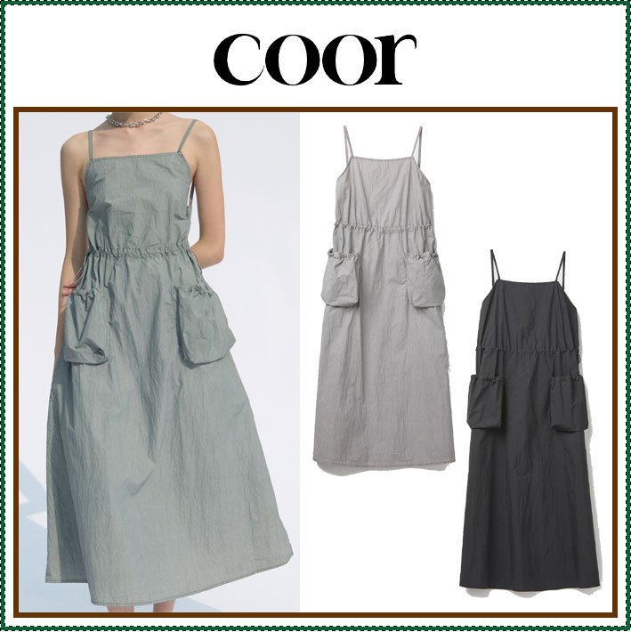 【COOR】 Drawstring pocket maxi dress / 追跡付