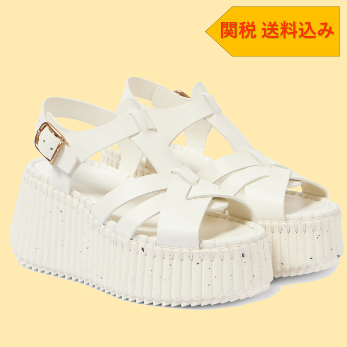 【Chloe】 Nama 80 leather wedge sandals