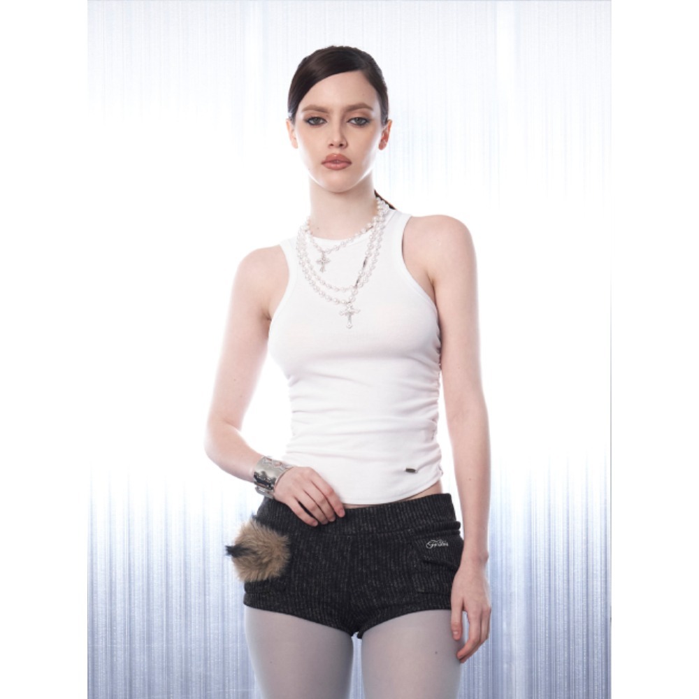 ◆HILLDA◆ Soft Slim Halter Neck Sleeveless White HDT004W