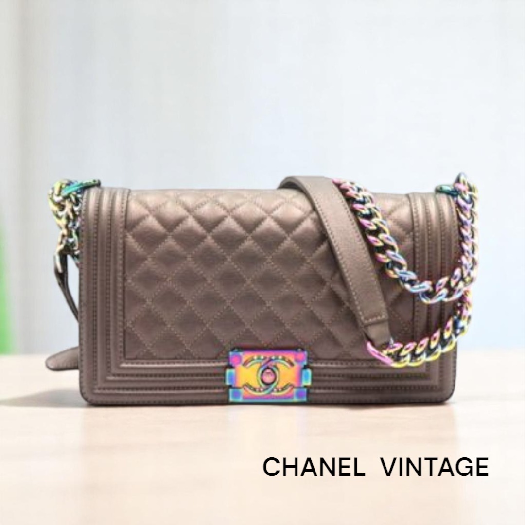 VINTAGE●CHANEL●シャネル ブラウン チェーン ショルダーバッグ