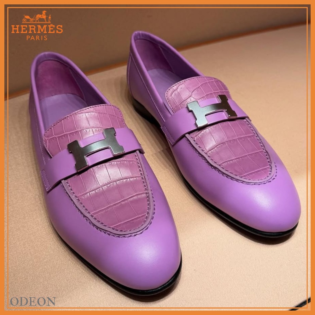 *輝く足元*【HERMES】ローファー パープル