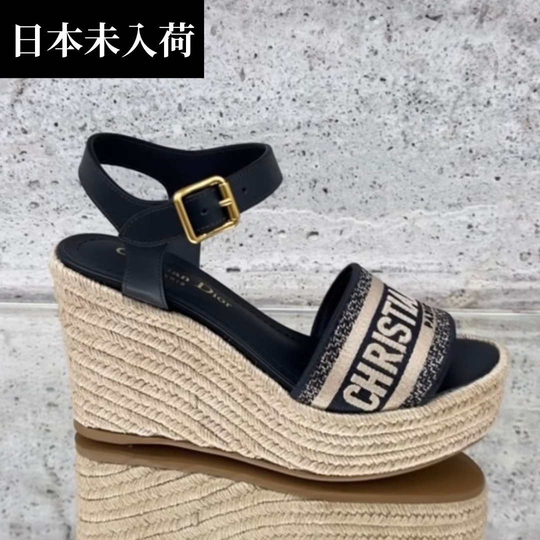 日本未入荷◇2025FALL ダークブルー刺繍 Dwayウェッジサンダル