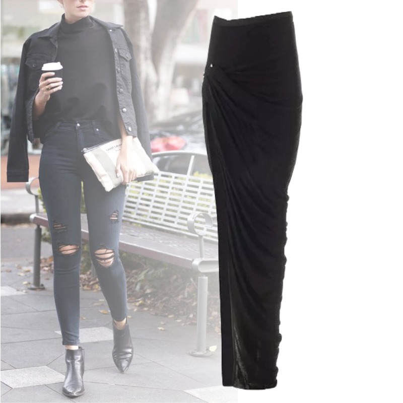 大人気! RICK OWENS Edfu ロングスカート ドレープ スリット