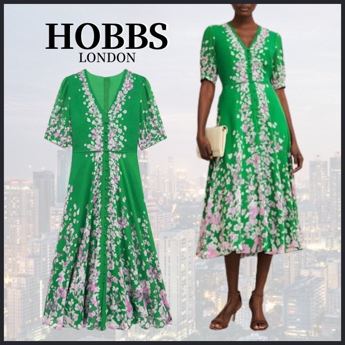 【関税なし】HOBBS ホッブス ana シルク 花柄 ドレス