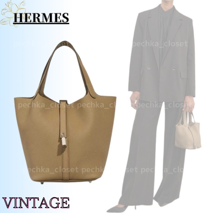 ◆VINTAGE◆【HERMES】Picotin22*W刻印*クレマンスレザー*バッグ