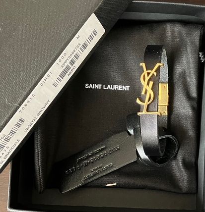 即発OK&送料関税込◇SAINT LAURENT レザー ラップブレスレット ずっと気になってた YSL レザー ブレスレット アクセサリー