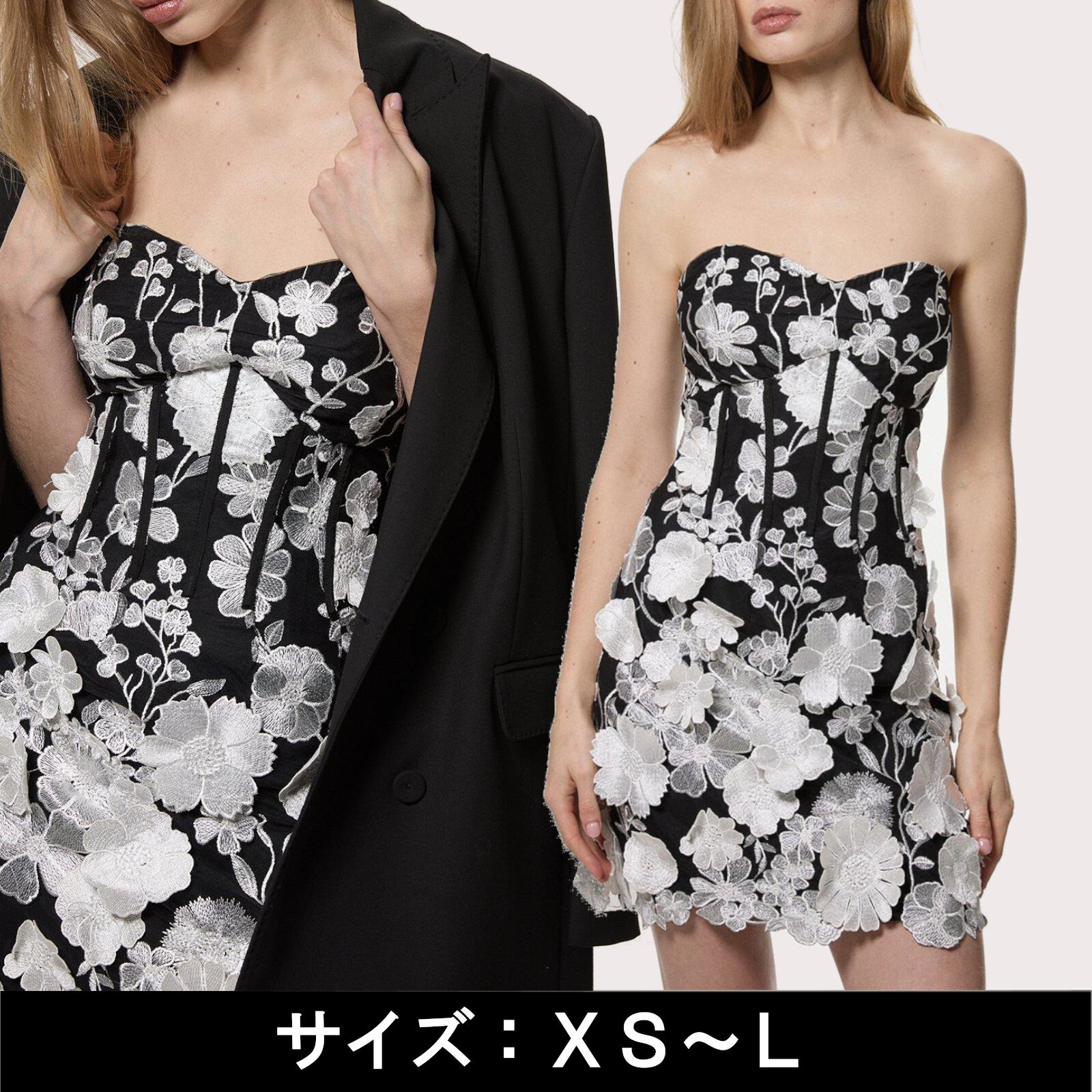 ☆KAREN MILLEN☆カレンミレン 花柄 アップリケ ミニドレス