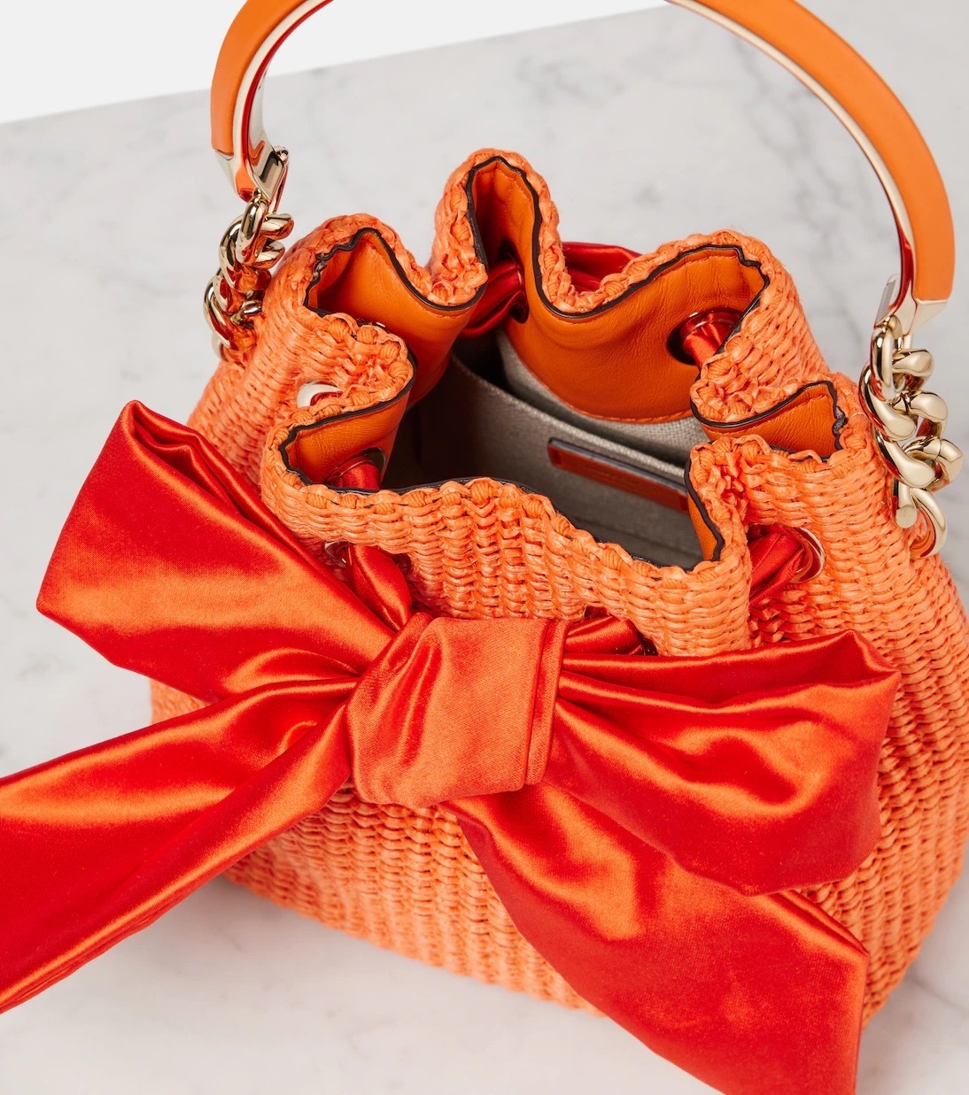JIMMY CHOO ラフィア バケットバッグ リボンディテール Bon Bon リボン ラフィアバケットバッグ (Jimmy Choo/ショルダー