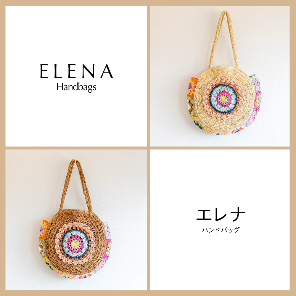 ★ELENA★ ストロー トート ボヘミアン ラウンド ビーチ