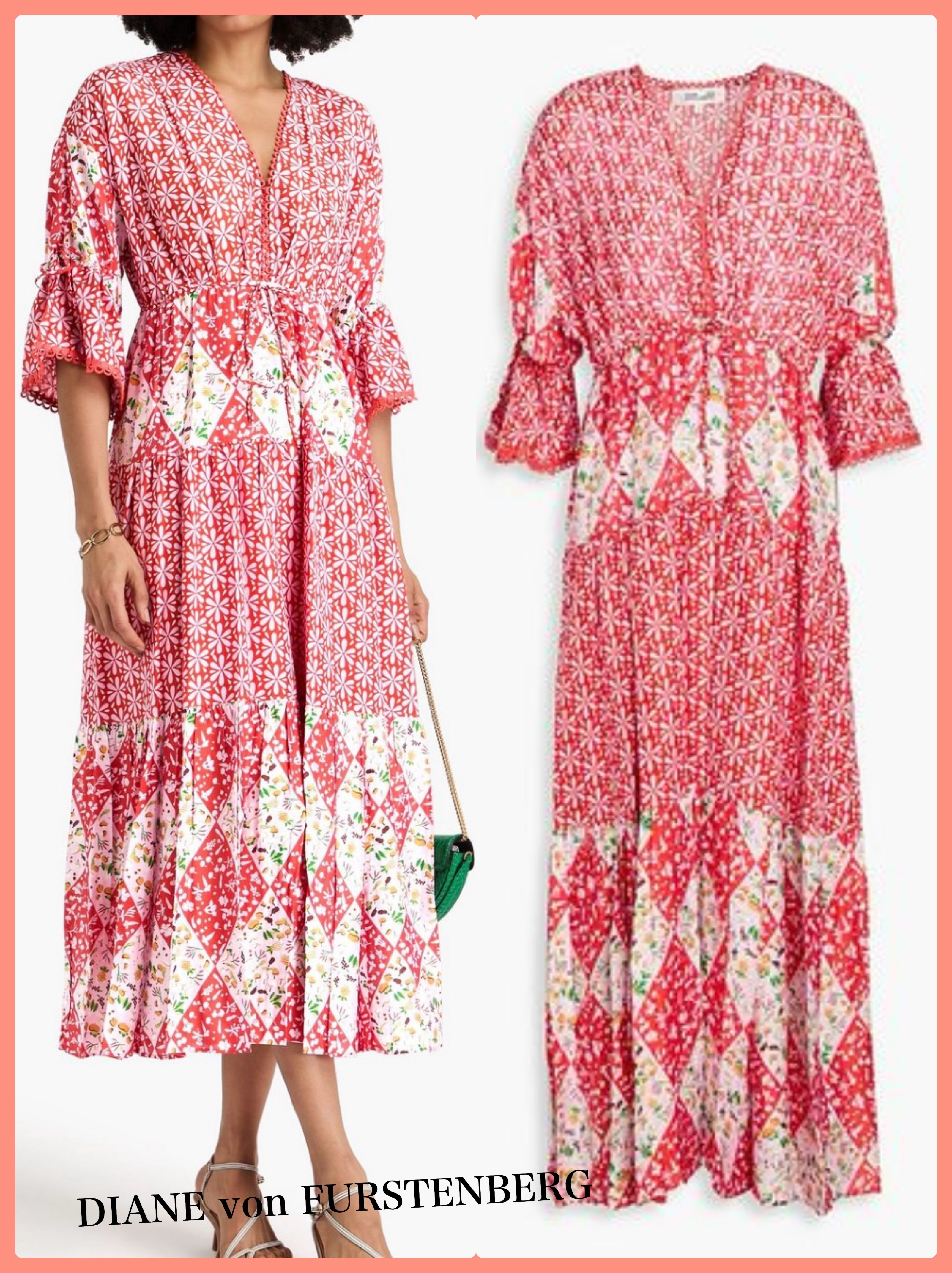 【DIANE von FURSTENBERG 】コットン&シルクミディワンピース