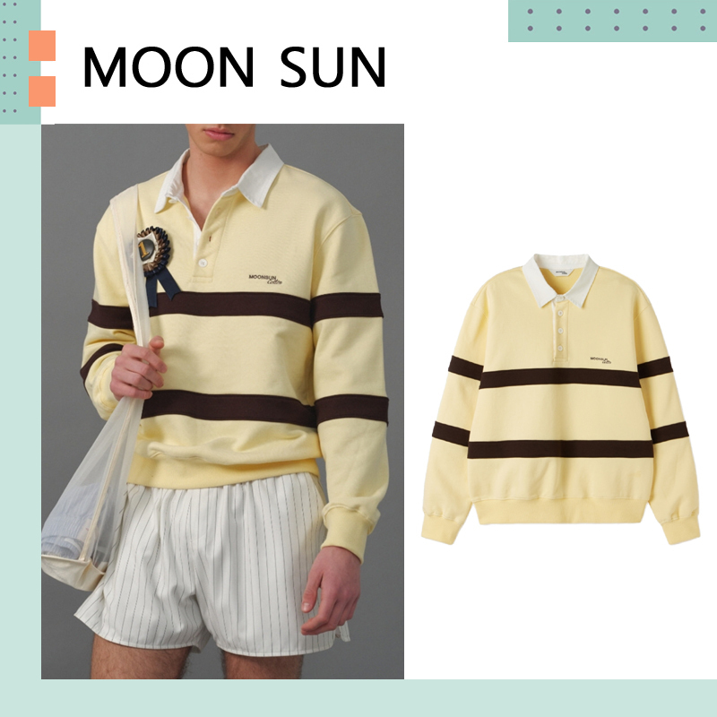 MOONSUN ♥ M.C UNISEX, Stripe Collar Sweatshirt