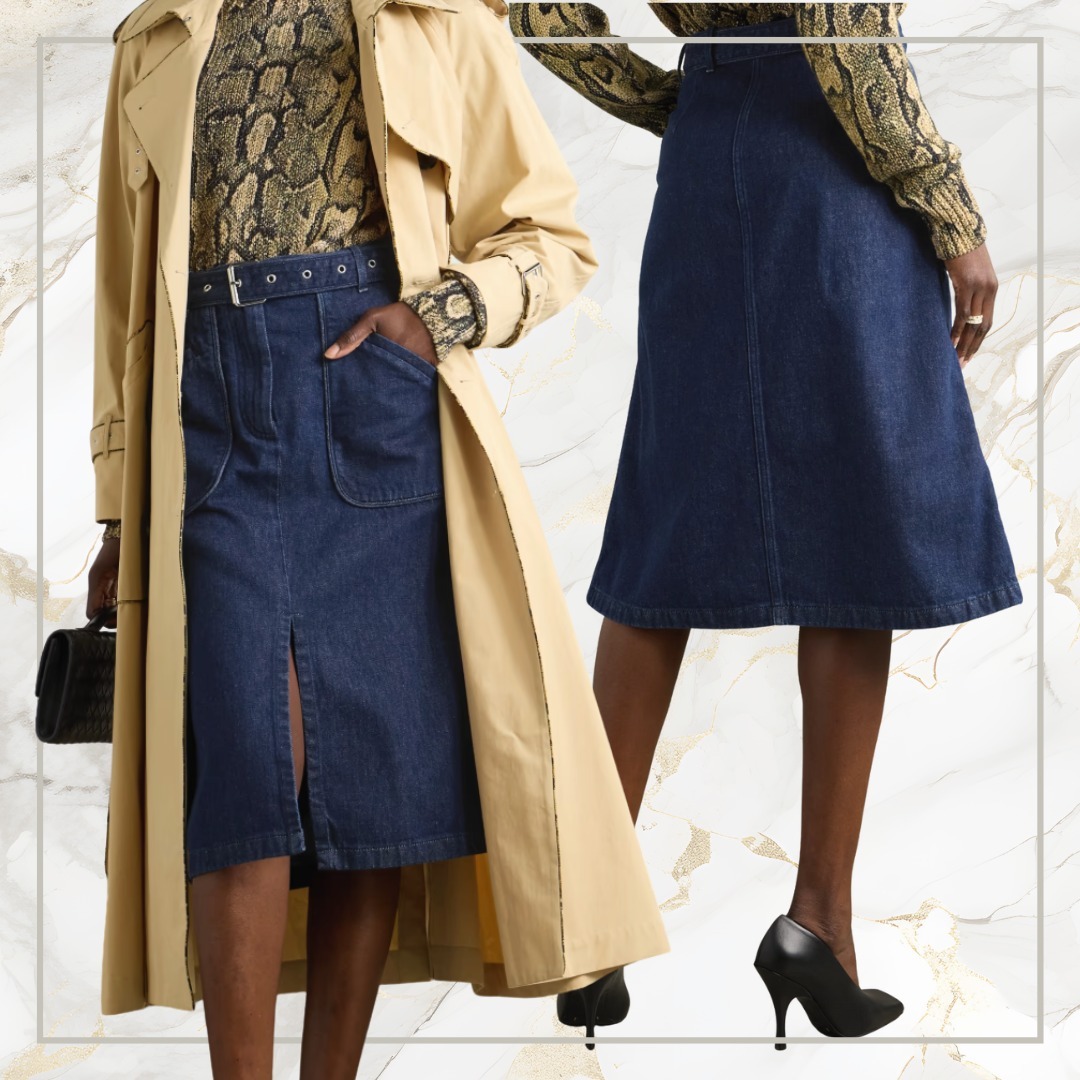 【大人気】Dries Van Noten デニム ベルト付き ミディスカート