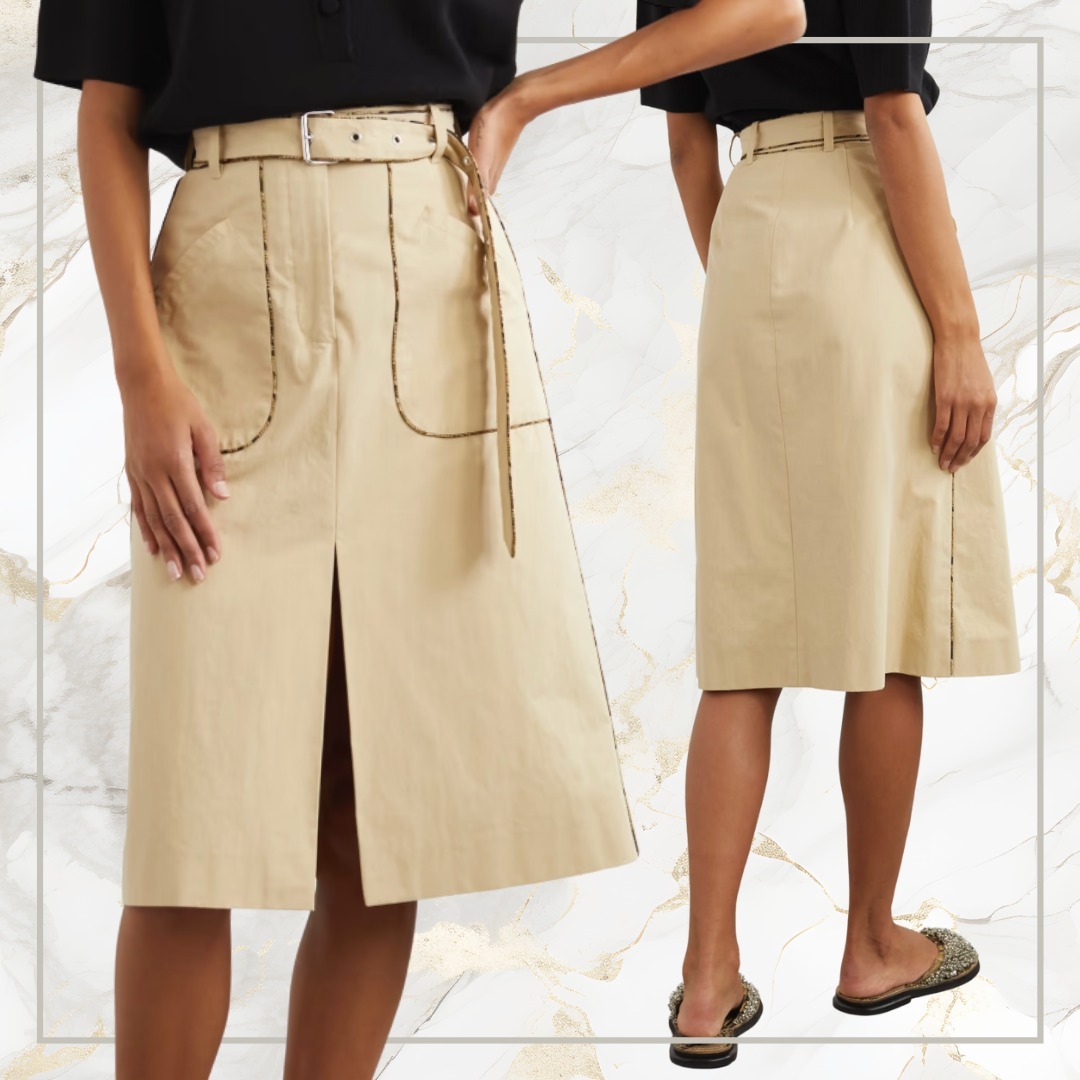 【大人気】Dries Van Noten コットンキャンバス ミディスカート